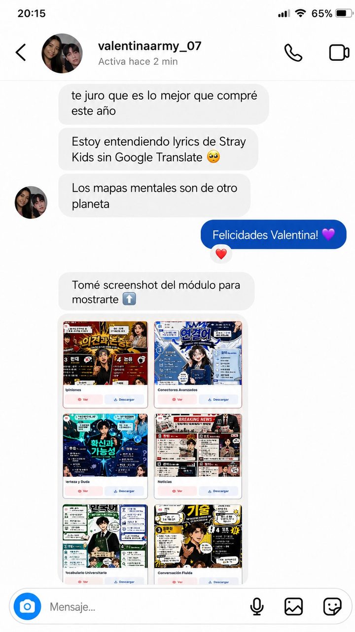 DM en Instagram con captura del material