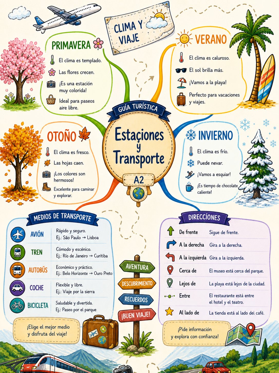 Mapa mental, clima y viaje